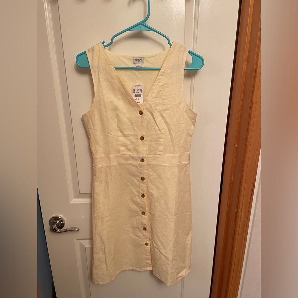 JCrew Cream Linen Button Up Front Dress - New with Tags